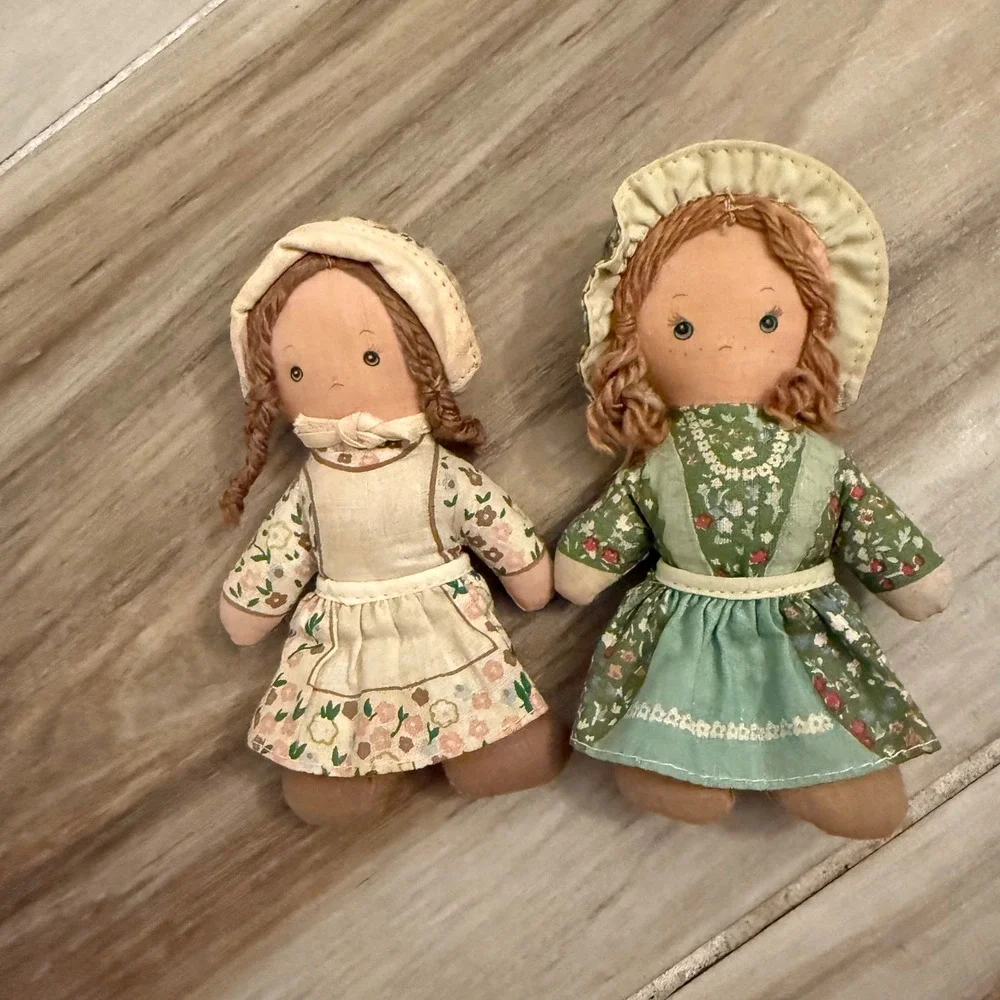 Vintage Knickerbocker Holly Hobbie Friends Heather and Amy Rag Dolls Set of 2